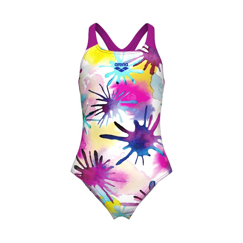 ARENA Maillot de bain 1 pièce fille Spraying Blanc et rose