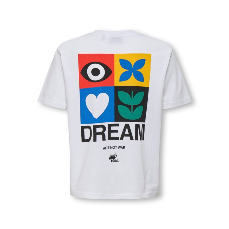 ONLY AND SONS JUNIOR Tee-shirt à manches courtes garçon Fred Claude Blanc