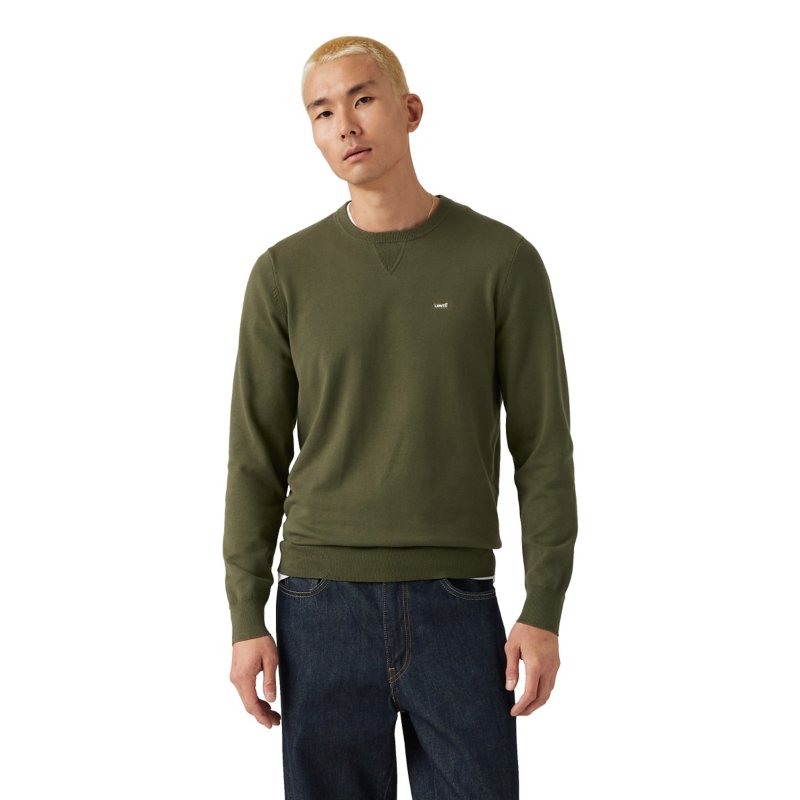 LEVIS Pull homme Housemark en maille légère Vert