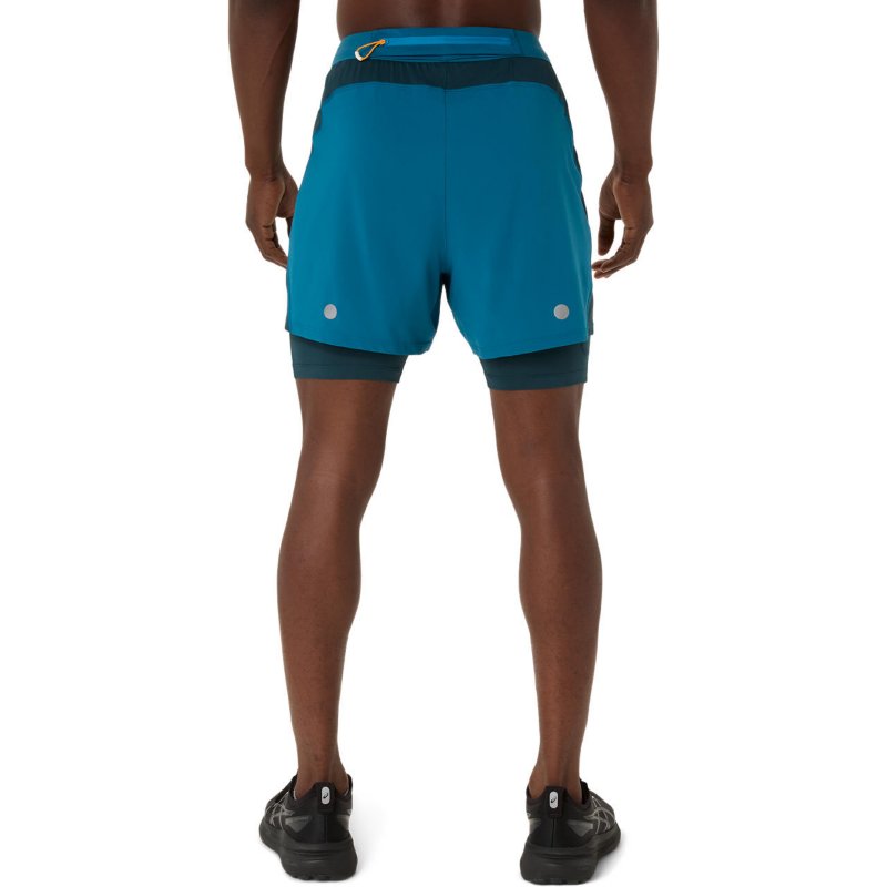 ASICS Short de running homme Road 2N1 5In Vert et jaune