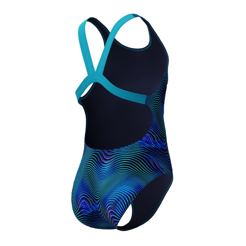 SPEEDO Maillot de bain 1 pièce fille Print Leaderback Bleu
