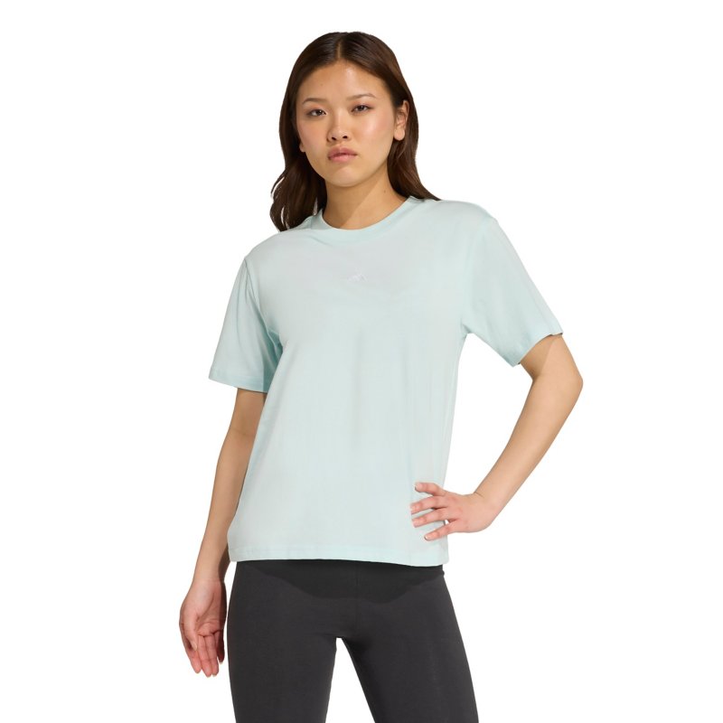 ADIDAS Tee-shirt à manches courtes femme coton Essentials petit Logo Bleu turquoise