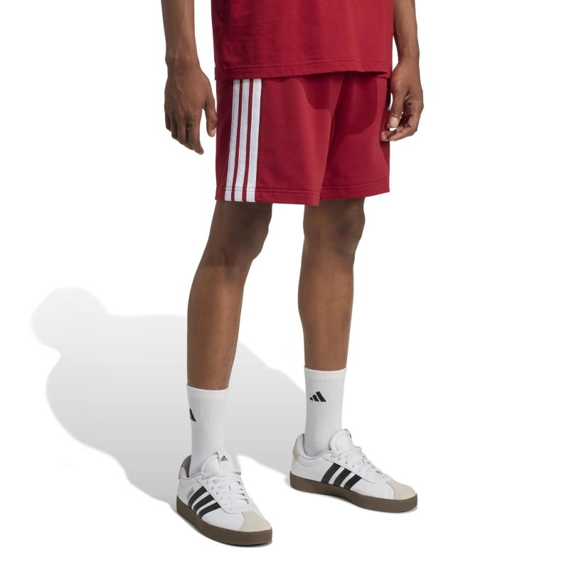 ADIDAS Short homme French terry 3 bandes Essentials Bordeaux
